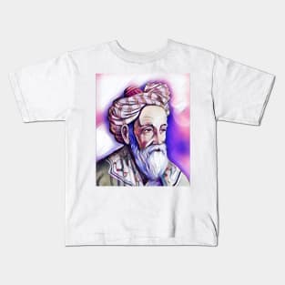 Omar Khayyam Pink Portrait | Omar Khayyam Artwork 8 Kids T-Shirt